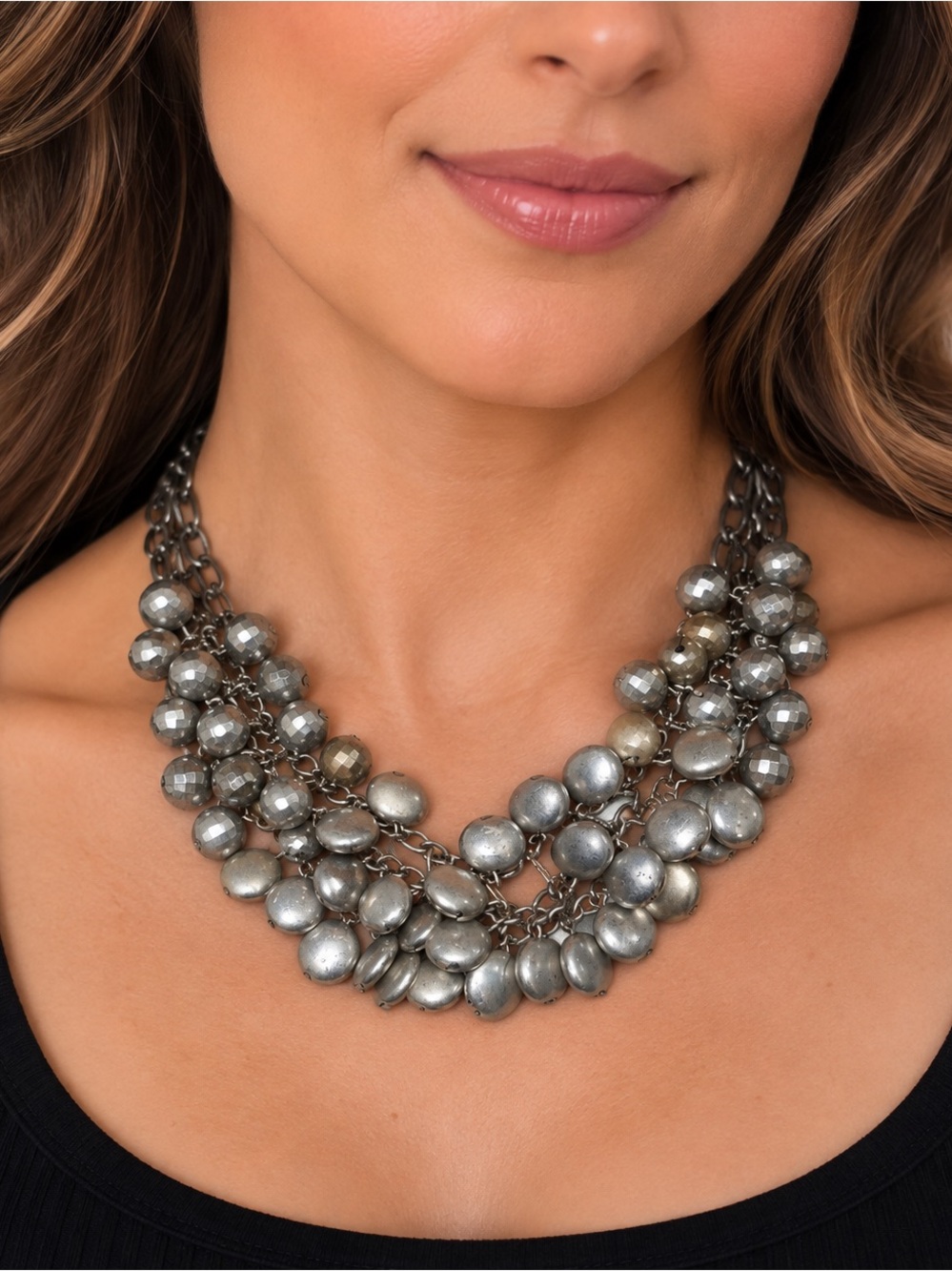 Vintage The Bay Silver-Tone Multi-Layer Statement Necklace